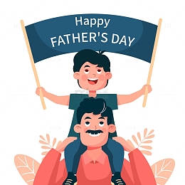 在爸爸肩头举起横幅的孩子