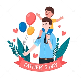 手拿气球托举孩子的父亲