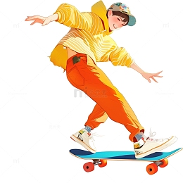 玩滑板的男孩卡通人物