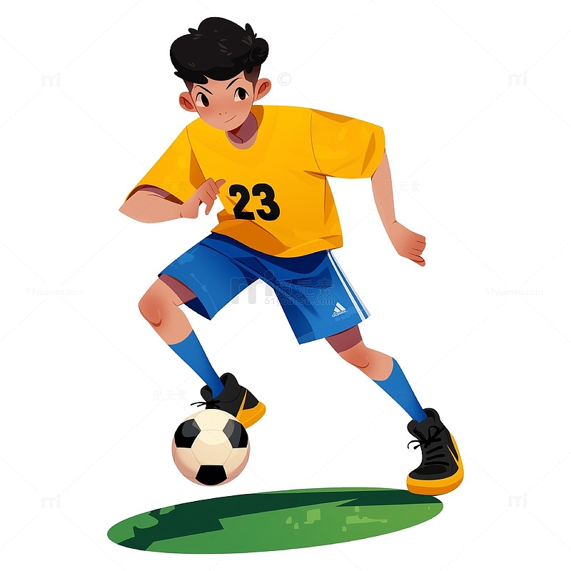 踢足球的青年卡通插画风格