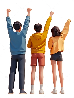 年轻人热血欢呼背影