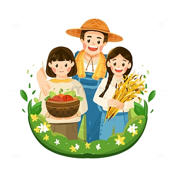 劳动节丰收人物场景麦子农作物
