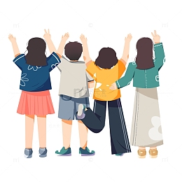 扁平青年背影元素