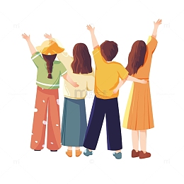 扁平青年节人物背影