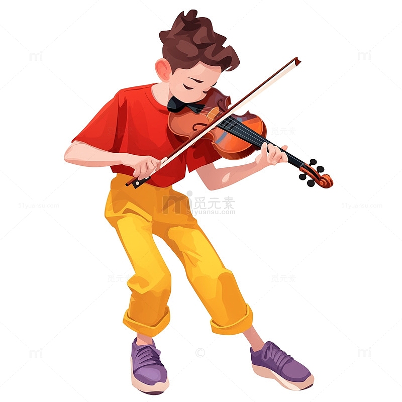 小提琴演奏人物卡通风格