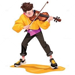 拉小提琴卡通人物素材