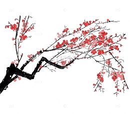 中式水墨画梅花