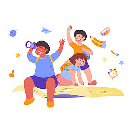 手绘学校儿童上学插图