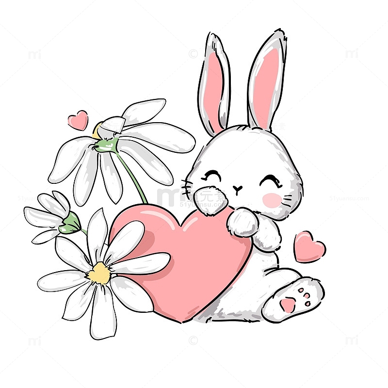 可爱的兔子矢量插图印花设计
