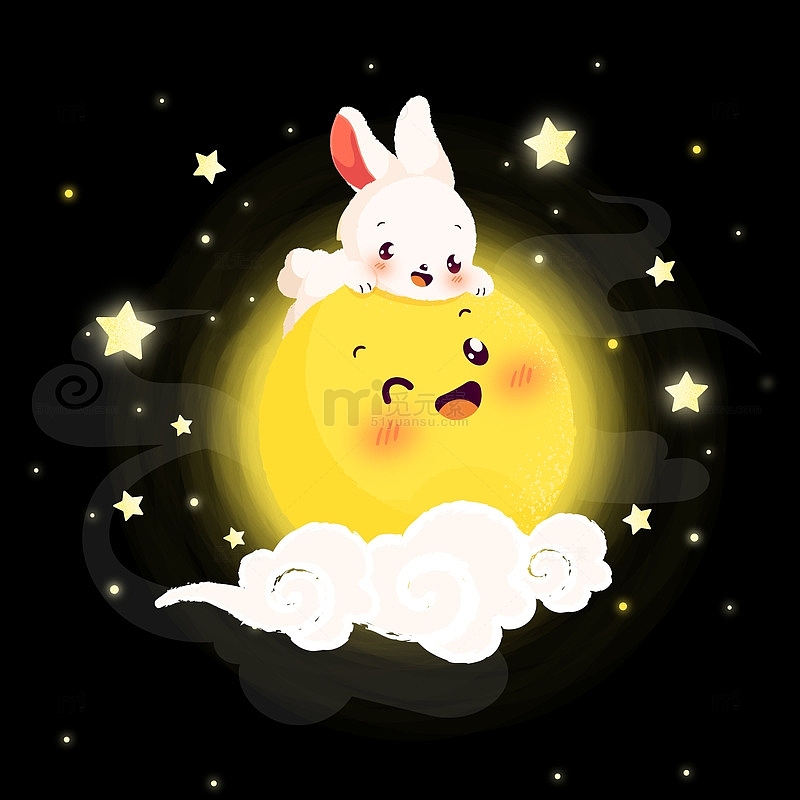 中秋节兔子月亮绘画