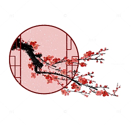 伸出窗外的一枝红梅