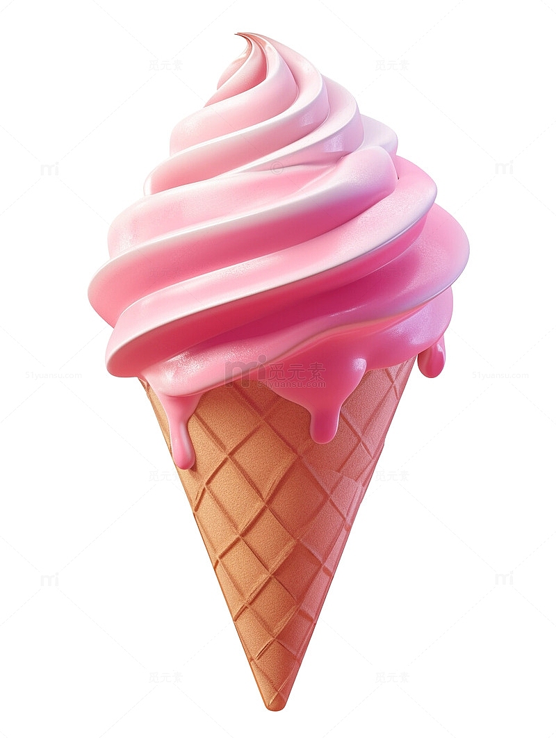 美味的粉色冰淇淋圣代
