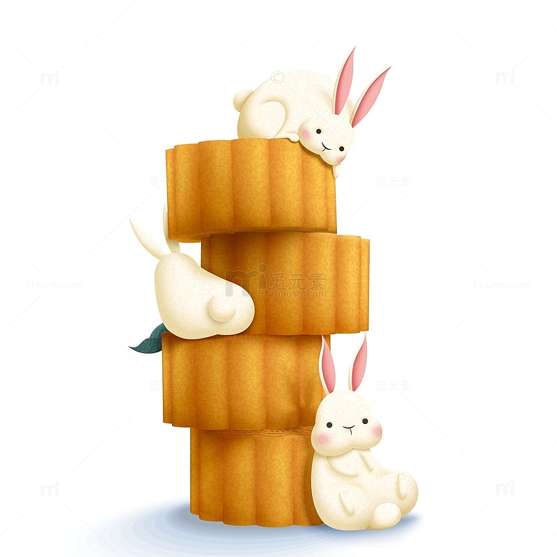 吃月饼的兔子插图