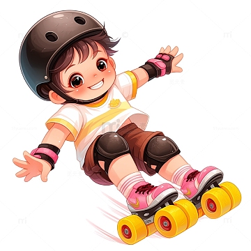 卡通少儿滑旱冰人物素材