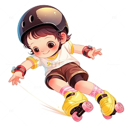 滑旱冰可爱插画人物素材