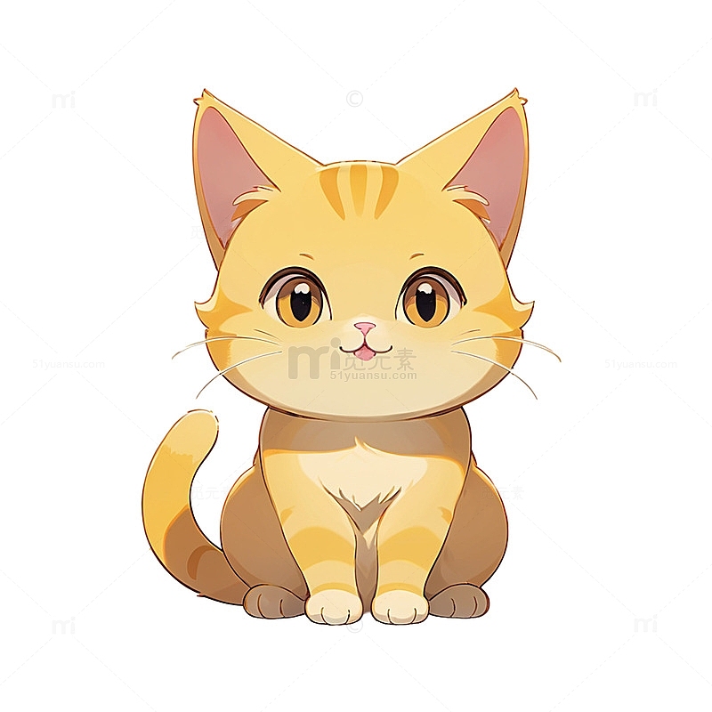 一只卡通宠物小黄猫