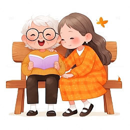 关爱老人母亲节重阳节卡通插画