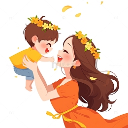 戴花环的母亲母亲节人物素材