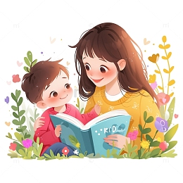 卡通母亲节亲子免抠素材