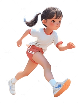 参加田径运动跑步的小女孩