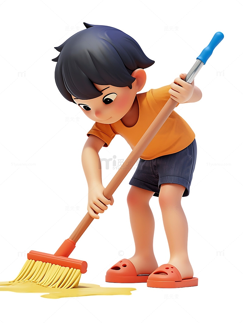 打扫打扫卫生的小男孩