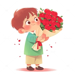 母亲节送花场景人物素材