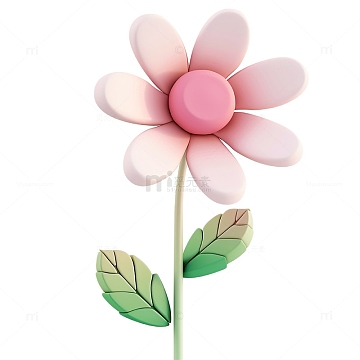 卡通粉色花朵png立体彩色花草png卡通立体粉色花朵png3d立体真实抹茶