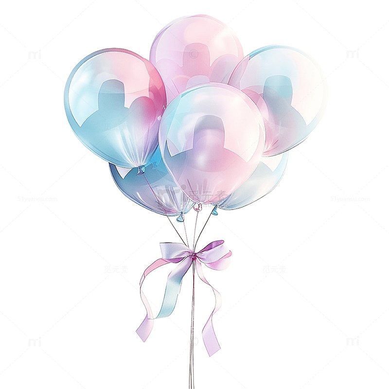 蓝粉色蝴蝶结气球