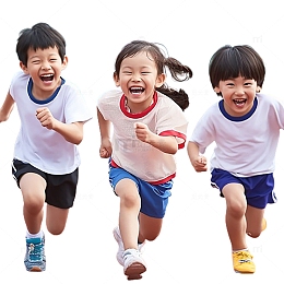 夏日奔跑的小孩