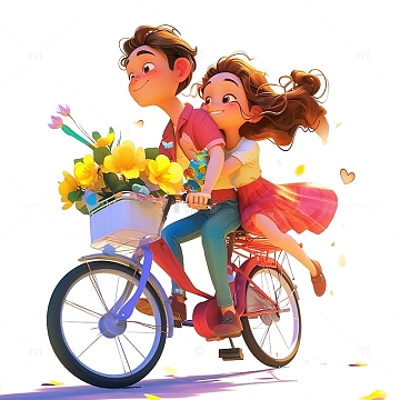 七夕骑自行车的情侣