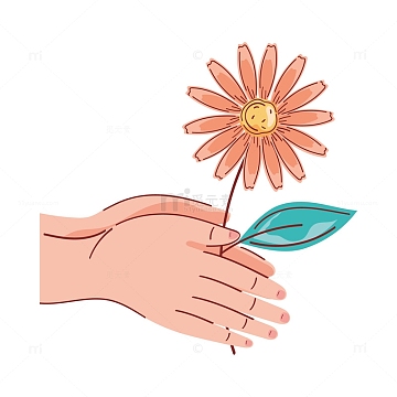 手握鲜花插图