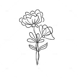 简约花朵轮廓线条