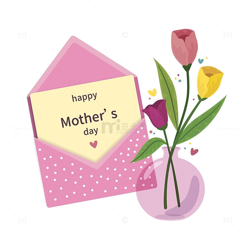庆祝母亲节的信与鲜花