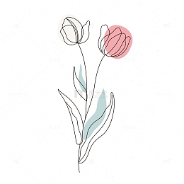 手绘简单花朵轮廓图