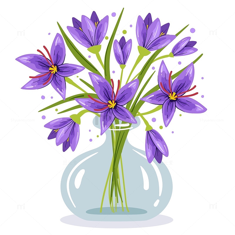 插在花瓶中的紫色小花