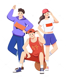 五四青年节男孩女孩朋友友情人物