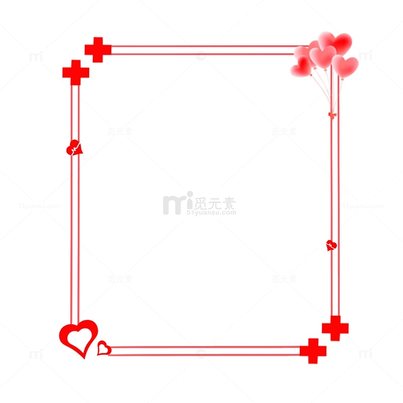 护士节红色线条爱心边框