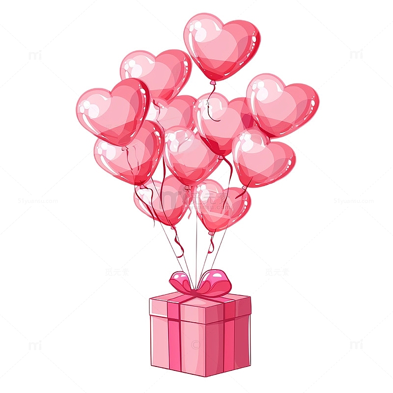 粉色爱心礼盒气球