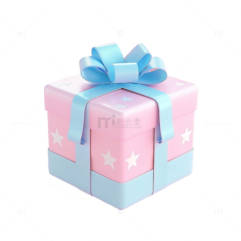 蓝色丝带粉色礼盒