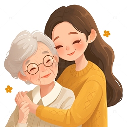 卡通母亲节重阳节敬老人物插画