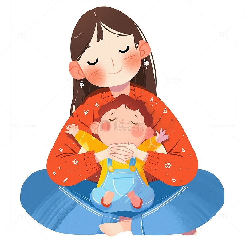 抱宝宝的母亲人物卡通素材