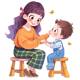 母亲节母子互动卡通人物素材