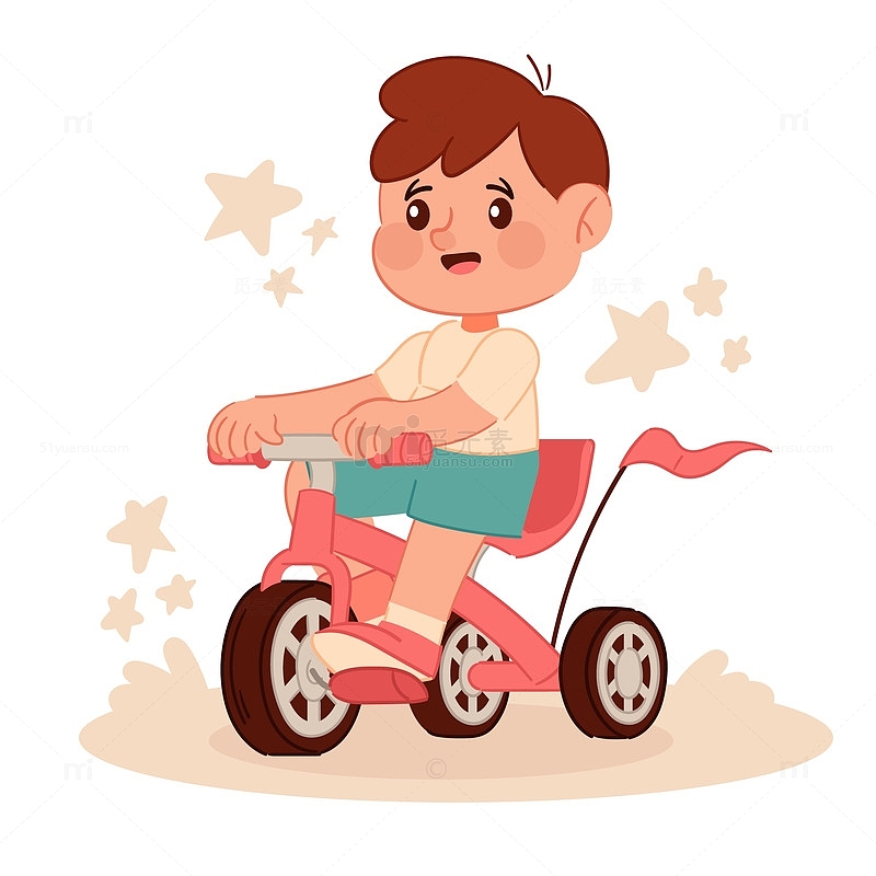 骑车的小男孩卡通插图