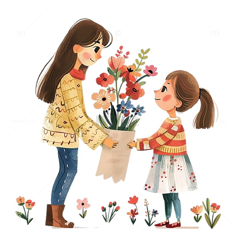 母亲节小女给妈妈送花