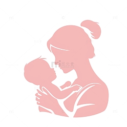 粉色亲子剪影人物