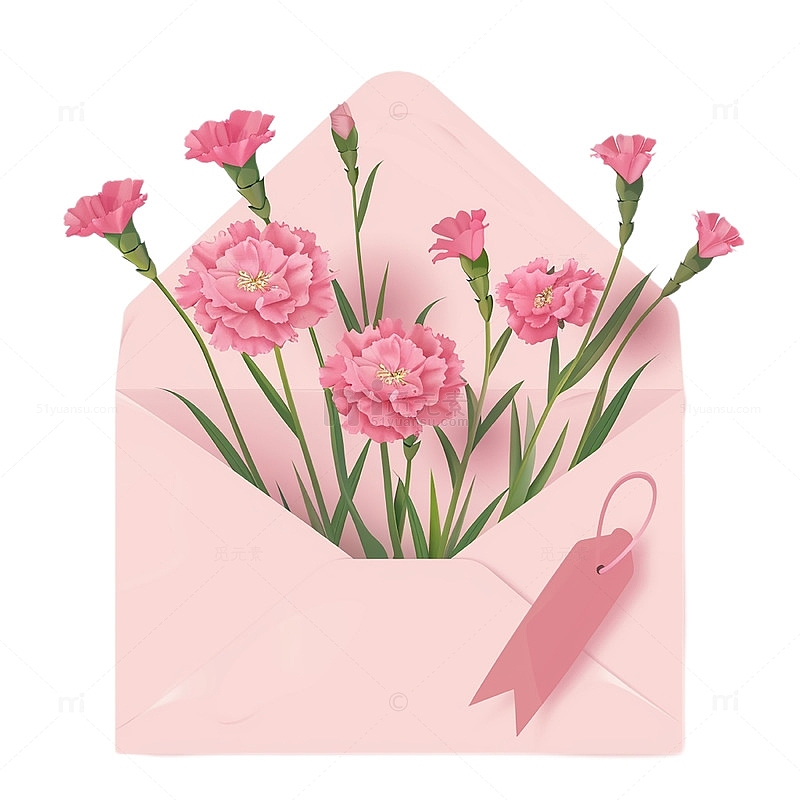 粉色康乃馨信封