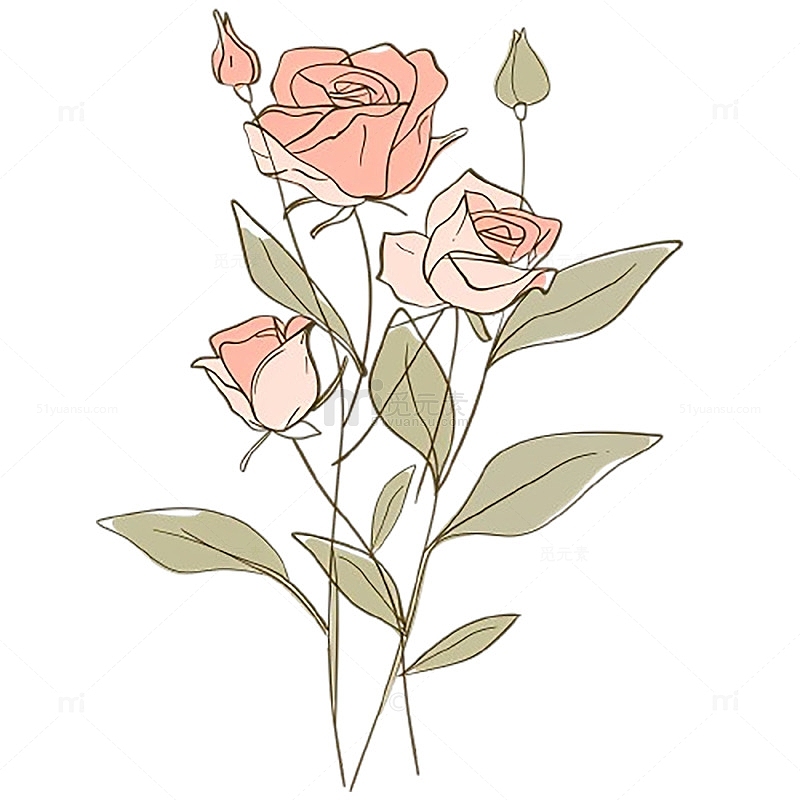 扁平卡通玫瑰花