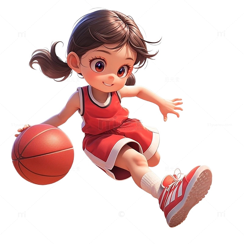 红色运动篮球女孩