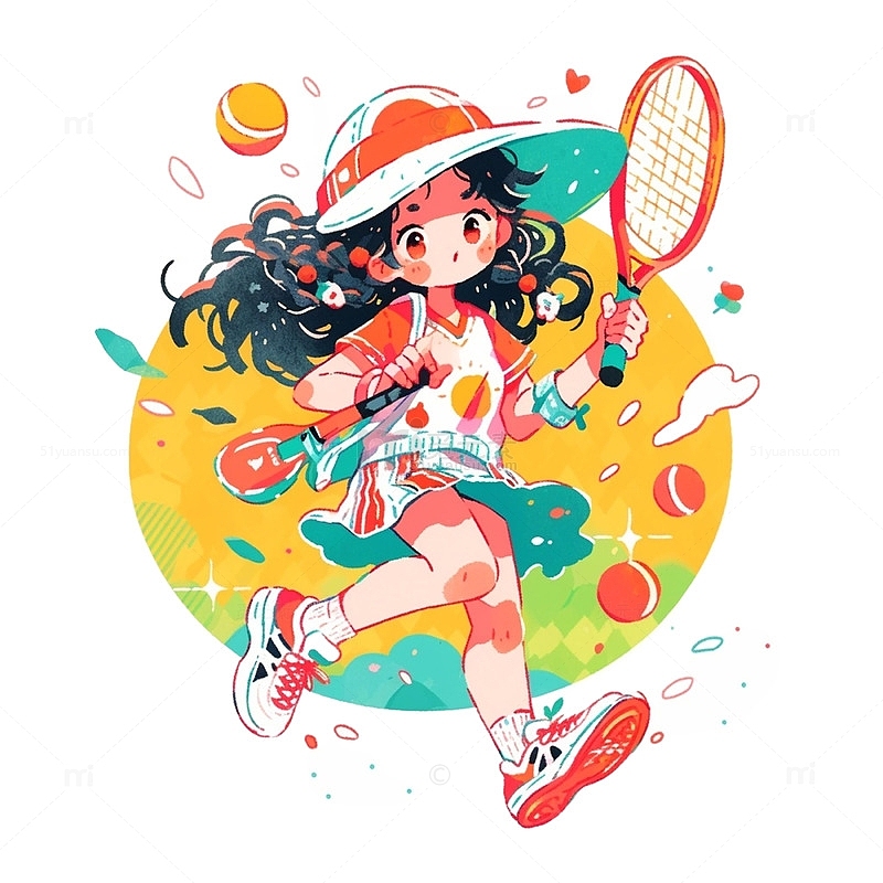 卡通运动网球女孩