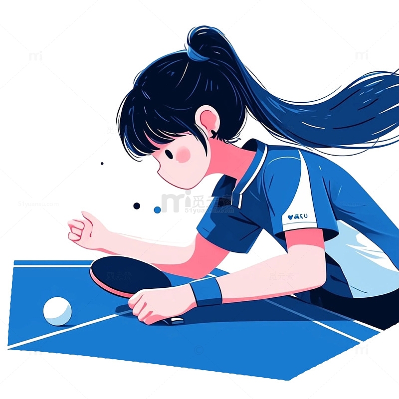 蓝色乒乓球女孩